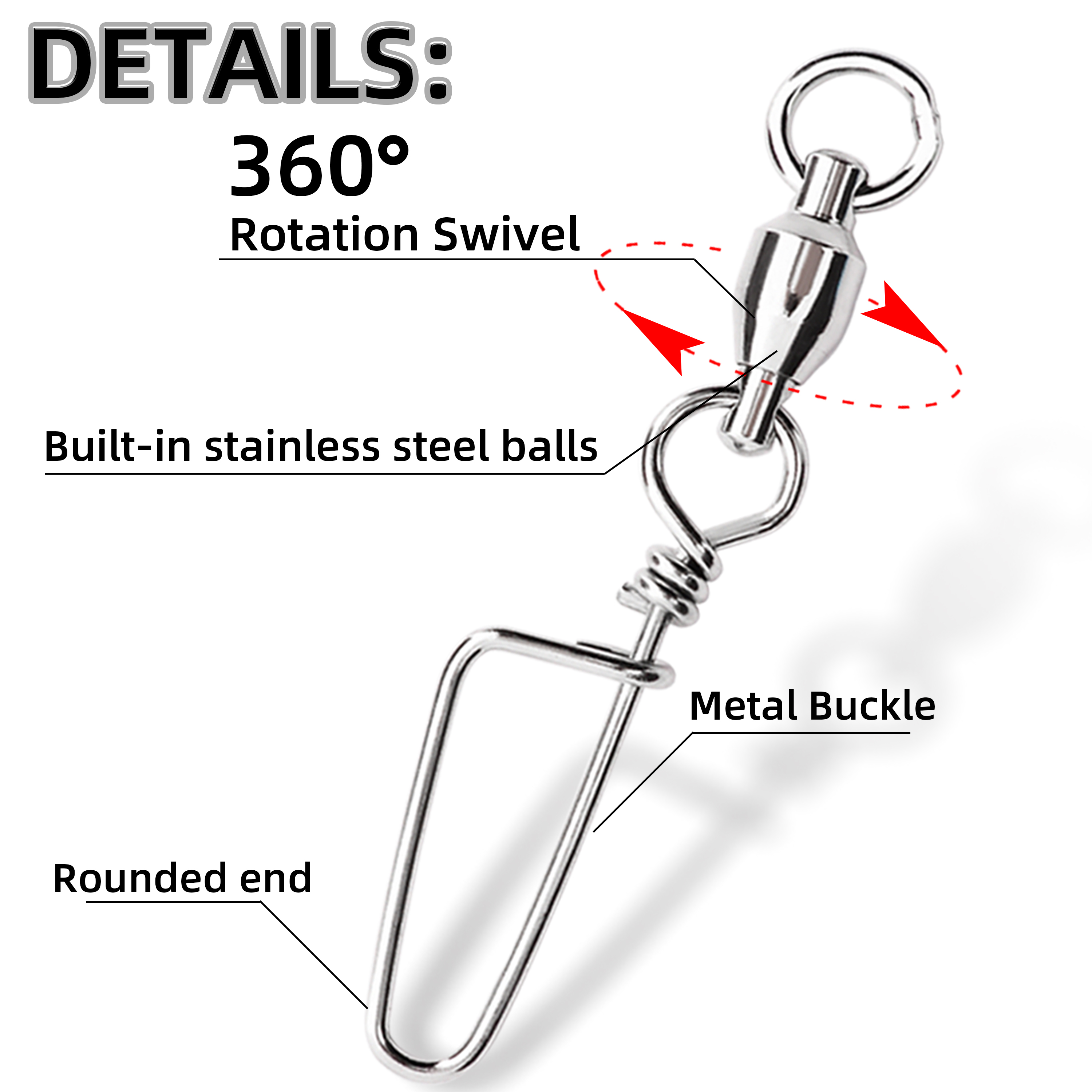 50個 フィッシングボールベアリングスイベル コーストロック - Fishing Hook Stainless Steel のレビューと価格