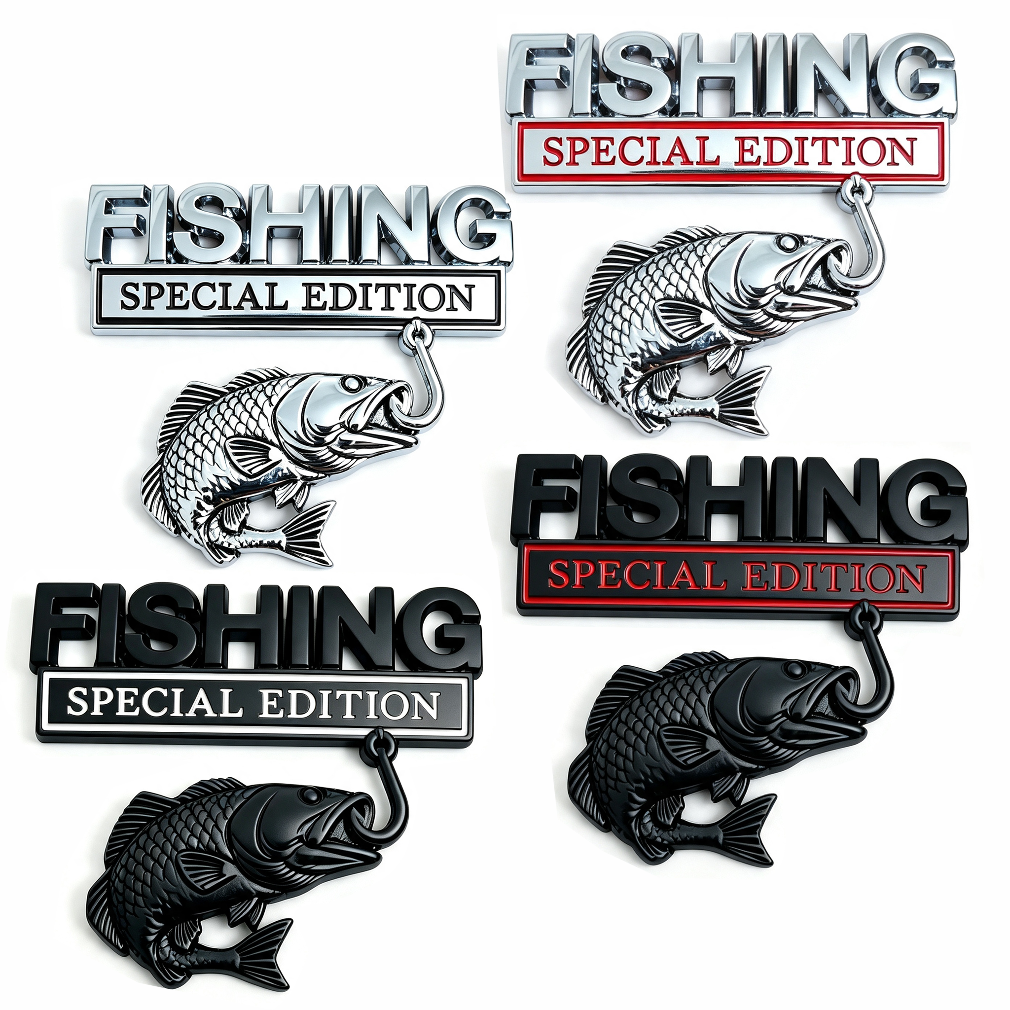 3D 金属車エンブレムステッカー釣り特別版リアルなバスフィッ - Fishing Hook のレビューと価格
