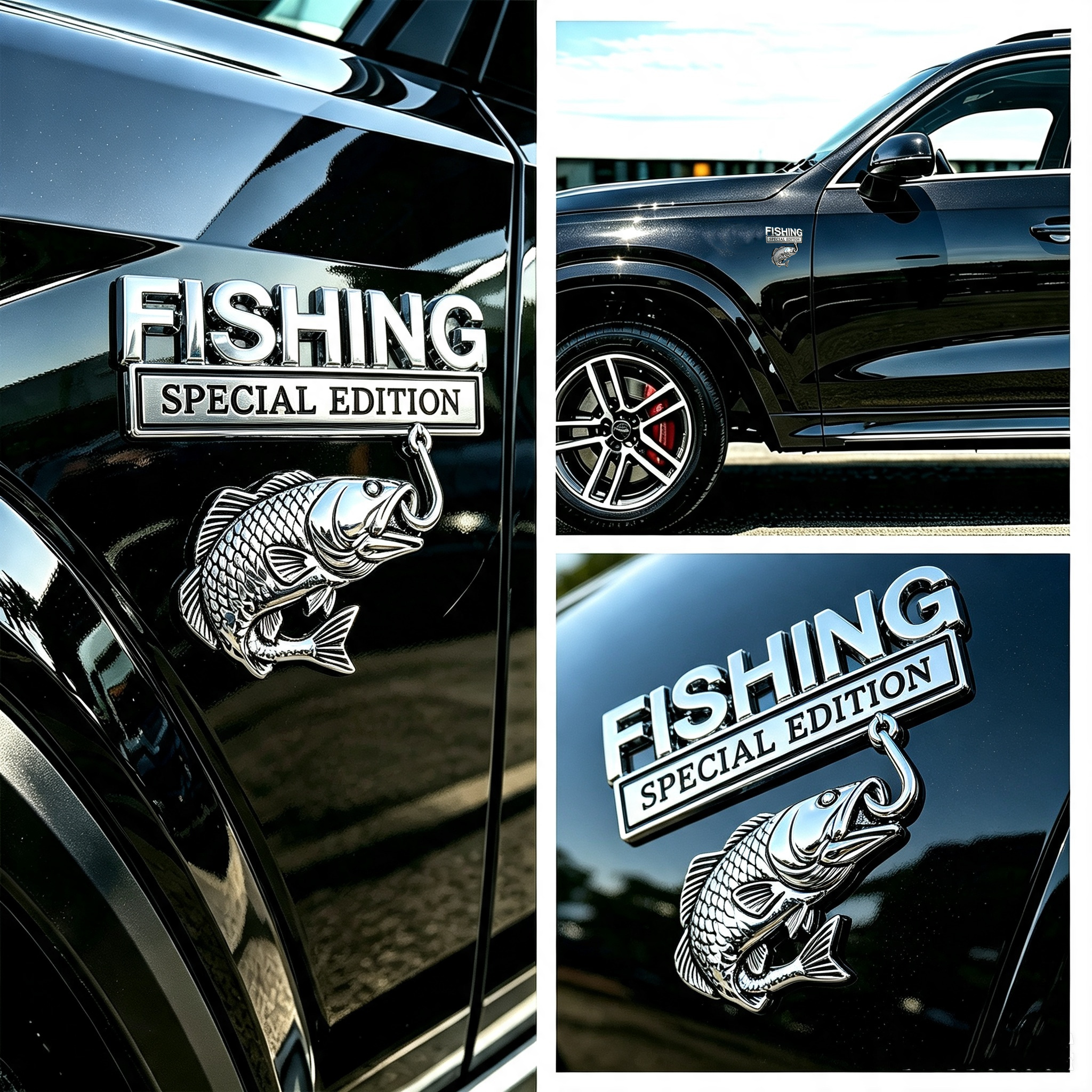 3D 金属車エンブレムステッカー釣り特別版リアルなバスフィッ - Fishing Hook のレビューと価格