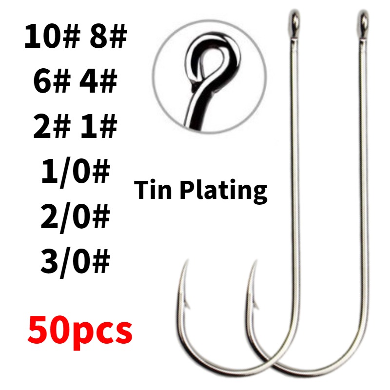 50個入りロングシャンク海水用サークルフック – 錫メッキ高 - Fishing Hook Circle のレビューと価格