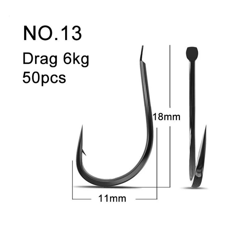 50 個の小さな釣りフック高炭素鋼淡水サイズ 1 - 13  - Fishing Hook Assortment のレビューと価格