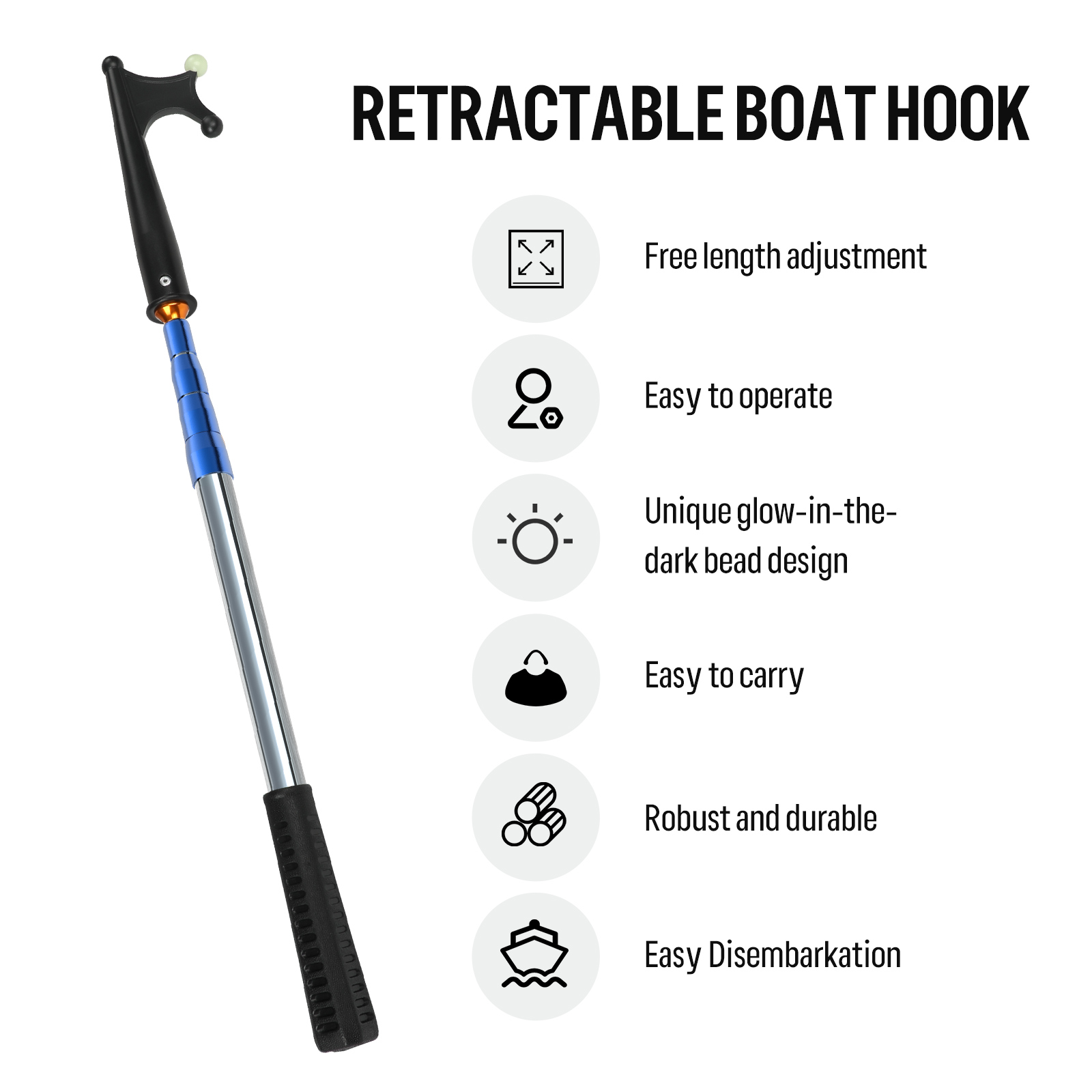 SANLIKE 格納式発光ボートフックステンレス鋼マリンプッ - Fishing Hook Stainless Steel のレビューと価格