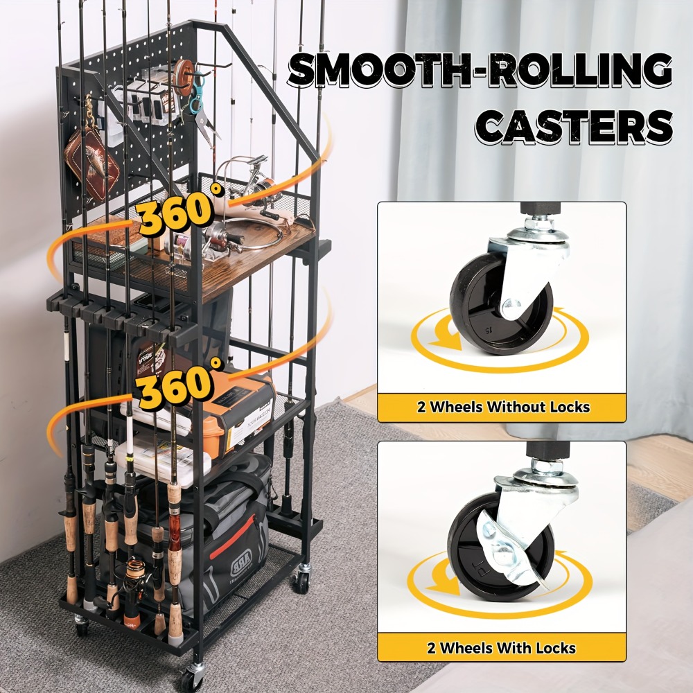 ガレージ用釣り竿ホルダー、ペグボードフック付き12本用釣り竿 - Fishing Hook Box のレビューと価格