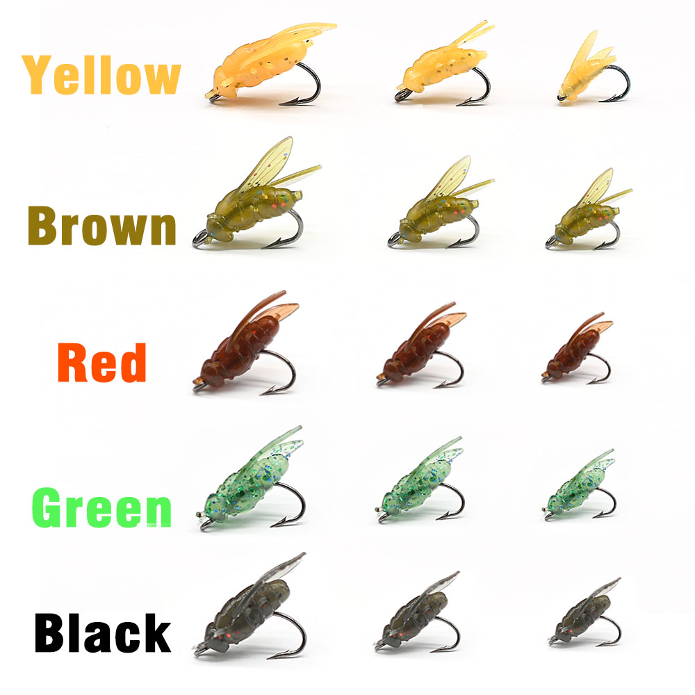 10個入り人工バイオニックフライ昆虫釣り用ルアー、バーブフッ - Fishing Hook Assortment のレビューと価格