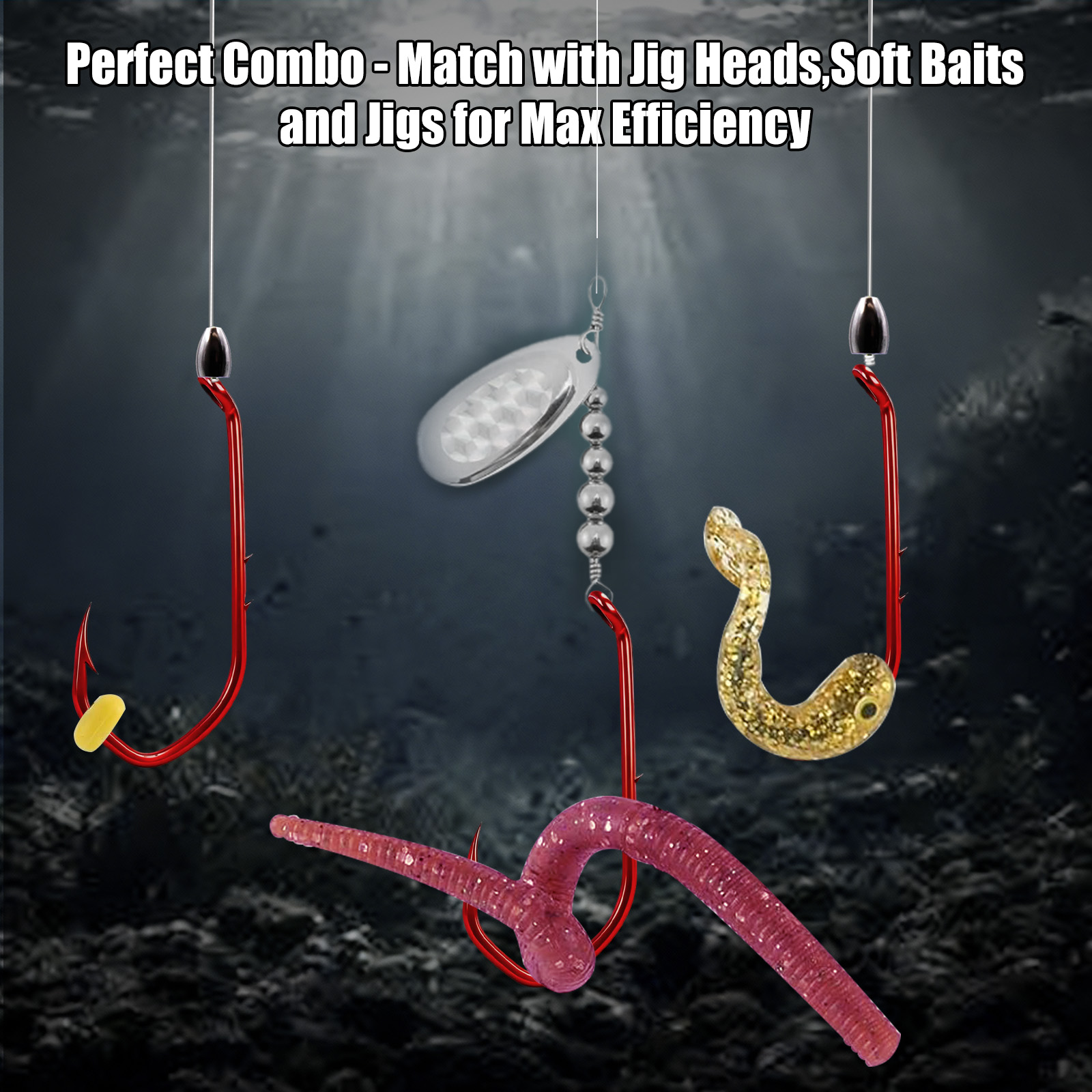 9KM ベイトホルダーフック 50-100個入り レッドフィ - Fishing Hook Circle のレビューと価格
