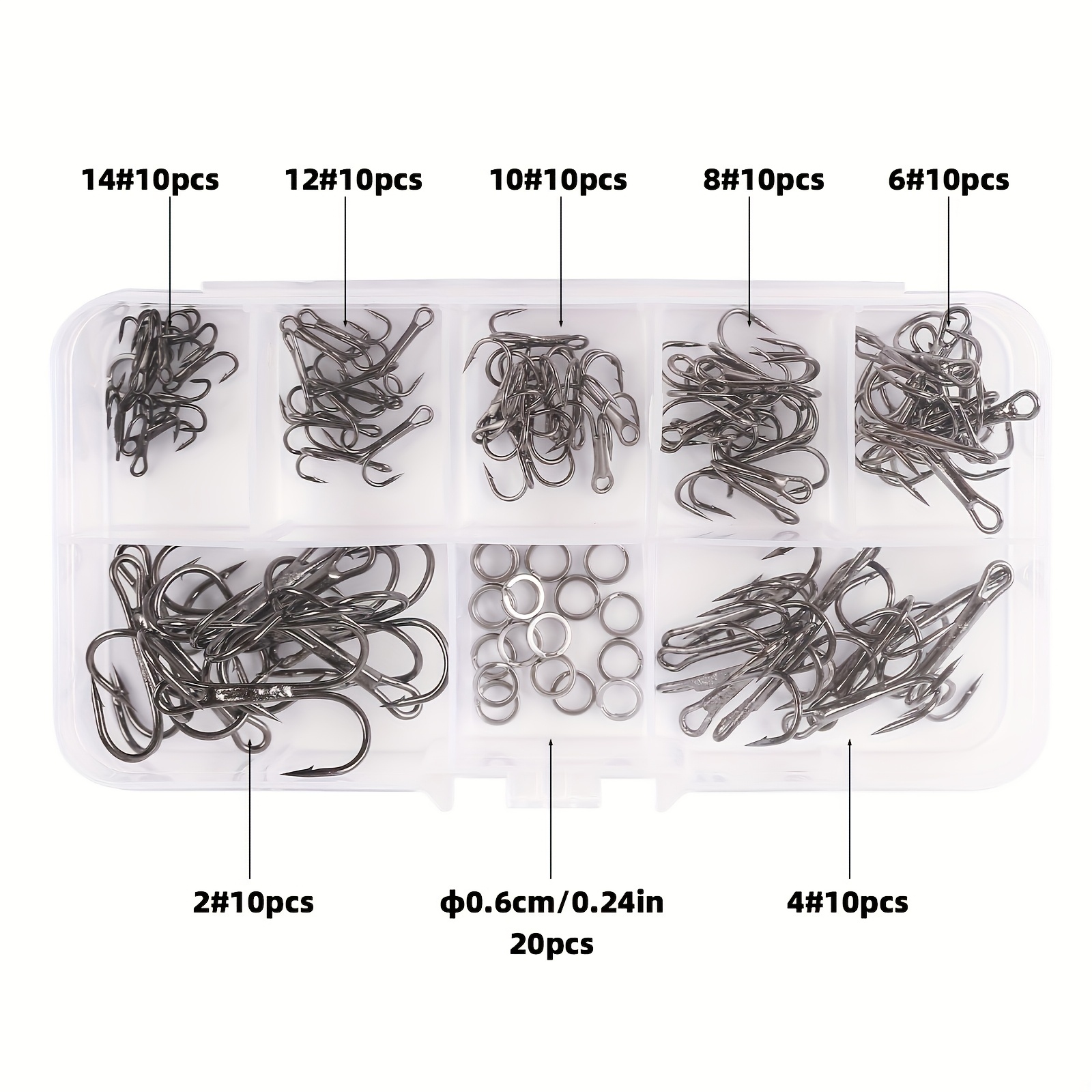 90個/セット スプリットリング付きルアートリプルフックキッ - Fishing Hook Assortment のレビューと価格