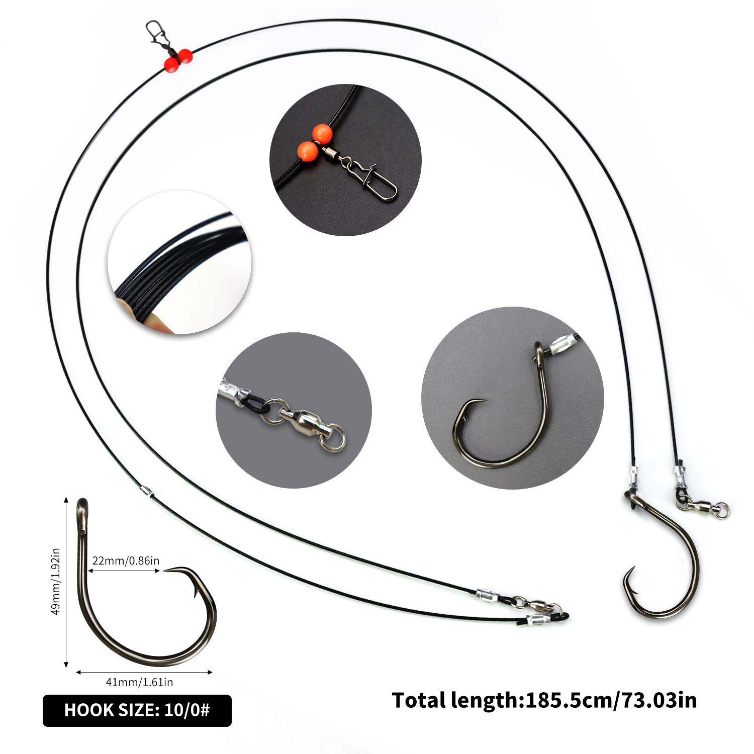 ZYZHE 1pc 海釣りリグ 49 ストランド鋼線 10/ - Fishing Hook Circle のレビューと価格