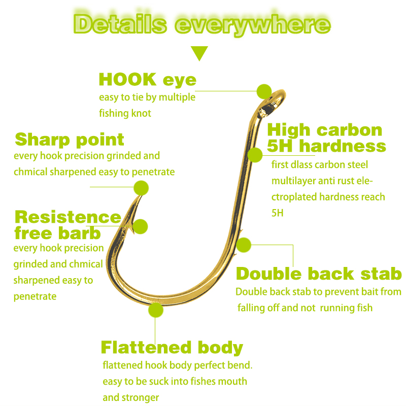 タコフィッシングフック、50個、海釣りフック、目付きバーブフ - Fishing Hook Circle のレビューと価格